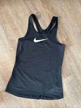 Nike Black Racerback Tank Top with White Swoosh